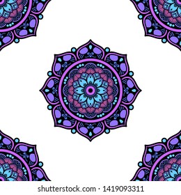 Mandala seamless pattern. Hand drawn background, vector isolated on white
