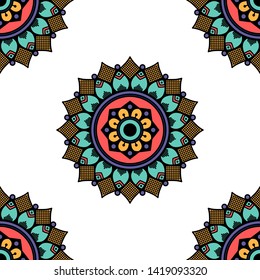 Mandala seamless pattern. Hand drawn background, vector isolated on white
