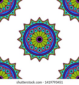 Mandala seamless pattern. Hand drawn background, vector isolated on white
