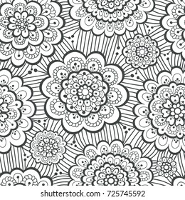 Mandala Seamless Pattern. Hand drawn endless vector illustration. Cute and fancy background for wallpaper, website, textile, greeting cards, wedding invitations, wrapping, book covers, printing design