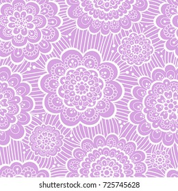 Mandala Seamless Pattern. Hand drawn endless vector illustration. Cute and fancy background for wallpaper, website, textile, greeting cards, wedding invitations, wrapping, book covers, printing design