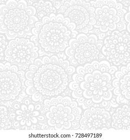 Mandala Seamless Pattern. Hand drawn endless vector illustration on light background. Can be used for wallpaper, website background, textile, greeting cards, wedding invitation, wrapping, books, print