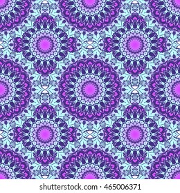 Mandala seamless pattern. Indian, Islamic, Arabic motifs. Fabric or wrapper design. Ethnic elements. Vector illustration.