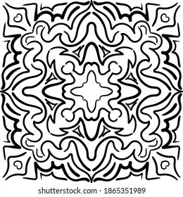 Mandala. Seamless pattern with mandalas isolated on white background. Abstract vector illustration. Vintage black and white texture. Ornamental diwali pattern.
