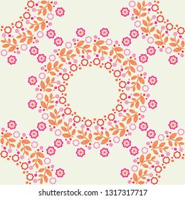 Mandala. Seamless pattern. Multicolored painted leaves and branches. Sacred image. Vintage decorative elements. Can be used for wallpaper, textile, invitation card, wrapping, web page background.