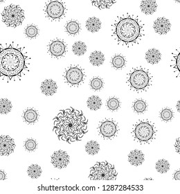 Mandala seamless pattern on white background. Coloring pages for adults. Coloring book. Ornamental hand drawn doodle nature ornamental mandala vector.