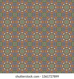 Mandala seamless pattern in oriental style Flower abstract mosaic Pattern for tapestries, carpet , decor 