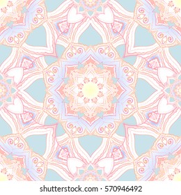 Mandala seamless pattern. Round Ornament Pattern. Geometric circle element made in vector. Spiritual and ritual symbol of Islam, Arabic, Indian religions.  Oriental motifs.