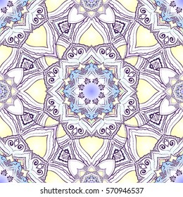 Mandala seamless pattern. Round Ornament Pattern. Geometric circle element made in vector. Spiritual and ritual symbol of Islam, Arabic, Indian religions.  Oriental motifs.   