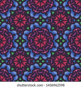 Mandala seamless pattern with rounded floral ethnic mandala ornament. Tribal pattern background