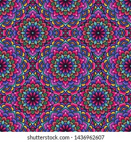 Mandala seamless pattern with rounded floral ethnic mandala ornament. Tribal pattern background