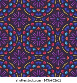 Mandala seamless pattern with rounded floral ethnic mandala ornament. Tribal pattern background