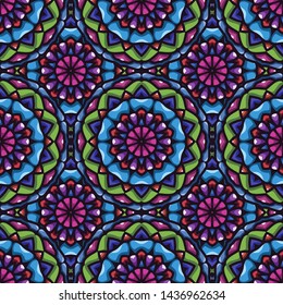 Mandala seamless pattern with rounded floral ethnic mandala ornament. Tribal pattern background