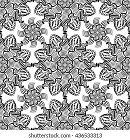 Mandala seamless pattern. Tribal style. Vintage background with round ornament, decorative indian medallion, abstract lotus flower element. Vector design
