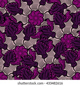 Mandala seamless pattern. Vintage background with round ornament, decorative indian medallion, abstract lotus flower element. Vector design