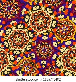 Patrón impecable de Mandala. Elementos decorativos de época. Motivos islámicos, árabes, indios y otomanos. Textura sin inconvenientes con elementos vintage circulares. Kaleidoscope, medallón, concepto de yoga. De estilo oriental.