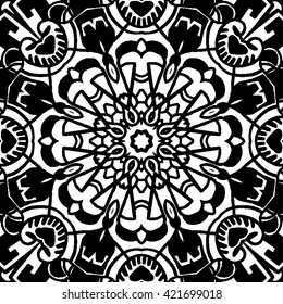 Mandala seamless pattern. Vintage decorative elements. Hand drawn background. Islam, Arabic, Indian, ottoman motifs.