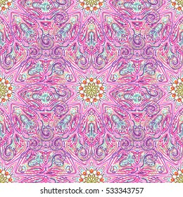 Mandala seamless pattern. Vintage decorative elements. Hand drawn background. Islam, Arabic, Indian, ottoman motifs. Geometric circle element in vector. Kaleidoscope, medallion, yoga concept.