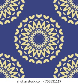 Mandala seamless pattern. Vintage decorative elements. Islam, Arabic, Indian, ottoman motifs. Seamless texture with a circular vintage elements. Kaleidoscope, medallion, yoga concept. Oriental style.