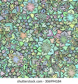 Mandala seamless pattern. Wonderful flower design. Abstract flowers illustration. Seamless background.