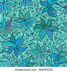 Mandala seamless pattern. Wonderful flower design. Abstract flowers illustration. Seamless background.