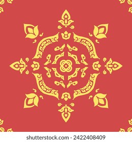 mandala seamless pattern yellow brick color number 3