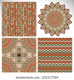 Mandala with seamless patterns. Round Ornament Pattern. Vintage decorative elements. Hand drawn background. Islam, Arabic, Indian, ottoman motifs.