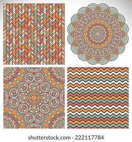 Mandala with seamless patterns. Round Ornament Pattern. Vintage decorative elements. Hand drawn background. Islam, Arabic, Indian, ottoman motifs.