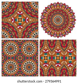 Mandala with seamless patterns. Vintage decorative elements. Hand drawn background. Islam, Arabic, Indian, ottoman motifs.