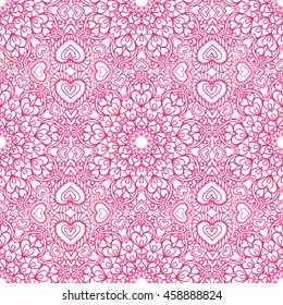 Mandala seamless pattern.Vector Vintage decorative ornament.Hand drawn swirls background.East,Islam,Arabic Indian, Abstract Tribal,ethnic texture.Orient, symmetry lace,heart, love.Boho? wedding decor