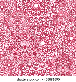 Mandala seamless pattern.Vector Vintage decorative ornament.Hand drawn swirls background.East,Islam,Arabic Indian, Abstract Tribal,ethnic texture.Orient, symmetry lace,heart, love.Boho? wedding decor