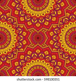 Mandala. Seamless texture with ethnic round ornament. Vector art