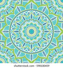 Mandala. Seamless texture with ethnic round ornament. Vector art