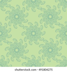 Mandala seamless vector pattern. Round Ornament Pattern. Vintage decorative elements. Hand drawn background. Islam, Arabic, Indian motifs.