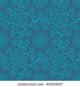Mandala seamless vector pattern. Round Ornament Pattern. Vintage decorative elements. Hand drawn background. Islam, Arabic, Indian motifs.