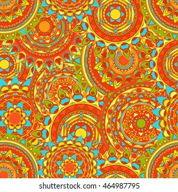 mandala seamless vector patterns in summer colors
