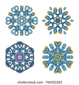 Mandala set. Abstract decorative background. Islam, Arabic, oriental, indian, ottoman, yoga motifs. Vector ornament collection