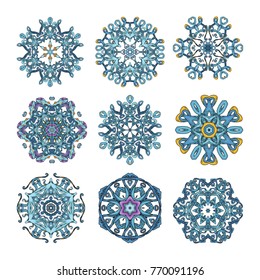 Mandala set. Abstract decorative background. Islam, Arabic, oriental, indian, ottoman, yoga motifs. Vector ornament collection