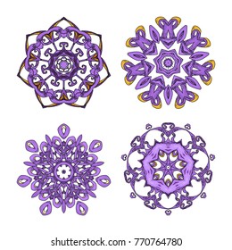 Mandala set. Abstract decorative background. Islam, Arabic, oriental, indian, ottoman, yoga motifs. Vector ornament collection