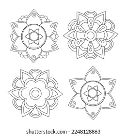 Mandala ambientada en blanco y negro. Vector