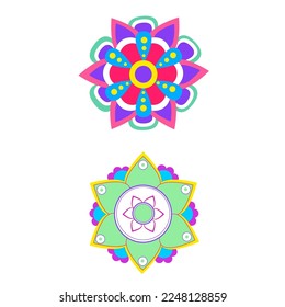 Mandala set in bright color. Vector
