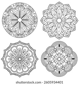 Mandala set colouring page victor style