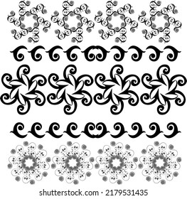 Mandala,  Set of decorative floral  ornamental border, Vector modular