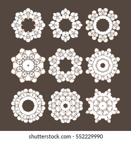 Mandala set. Ethnic decorative elements, round ornament. Vector illustration