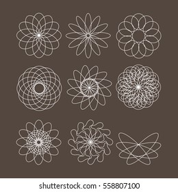 Conjunto de mandala. Elementos decorativos étnicos, adorno redondo. Ilustración vectorial. Imagen monocromática. Ornamento retro decorativo