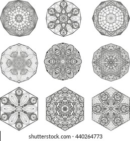 Mandala Set. Ethnic Indian Magic Symbol Mandala. Abstract background.