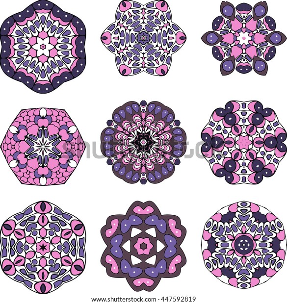 mandala set floral vector ethnic magic stock vector royalty