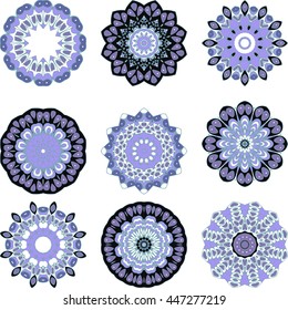 Mandala Set. Indian Ethnic Magic Symbol.Mandala tattoo.