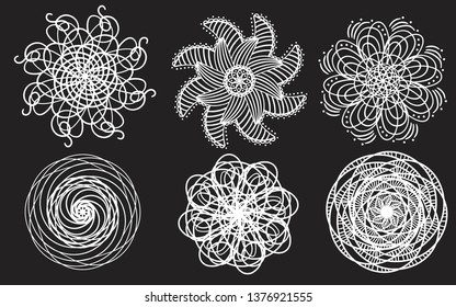 mandala set isolated on black