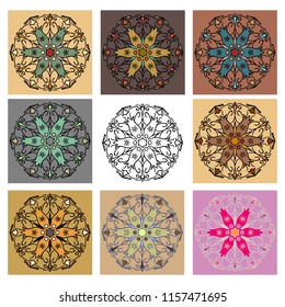 mandala, set of mandalas, vintage patterns, ornament,  coloring for adults